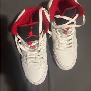 Jordan Girls/Youth White and Red High-Top Sneakers